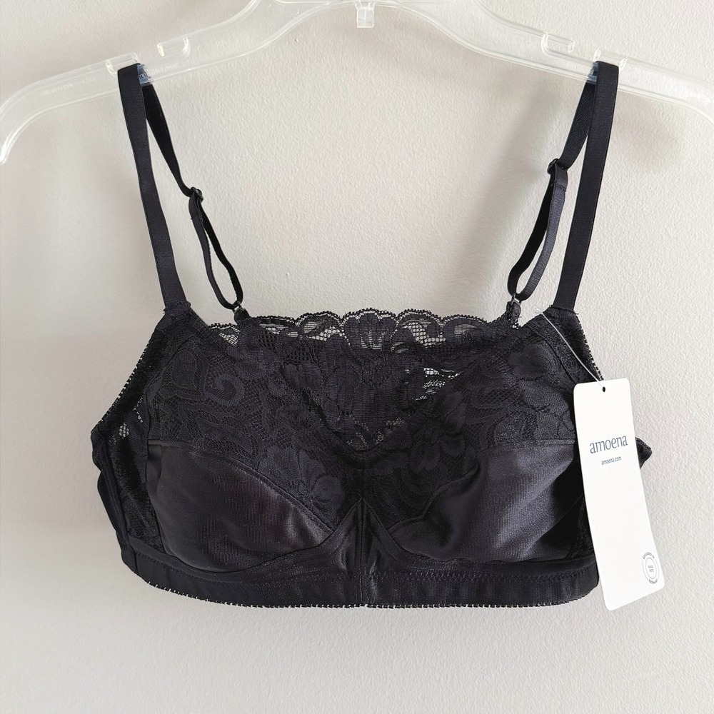 Amoena Isabel SB 2118 Black Lace Mastectomy Camisole Bra 36AA NEW